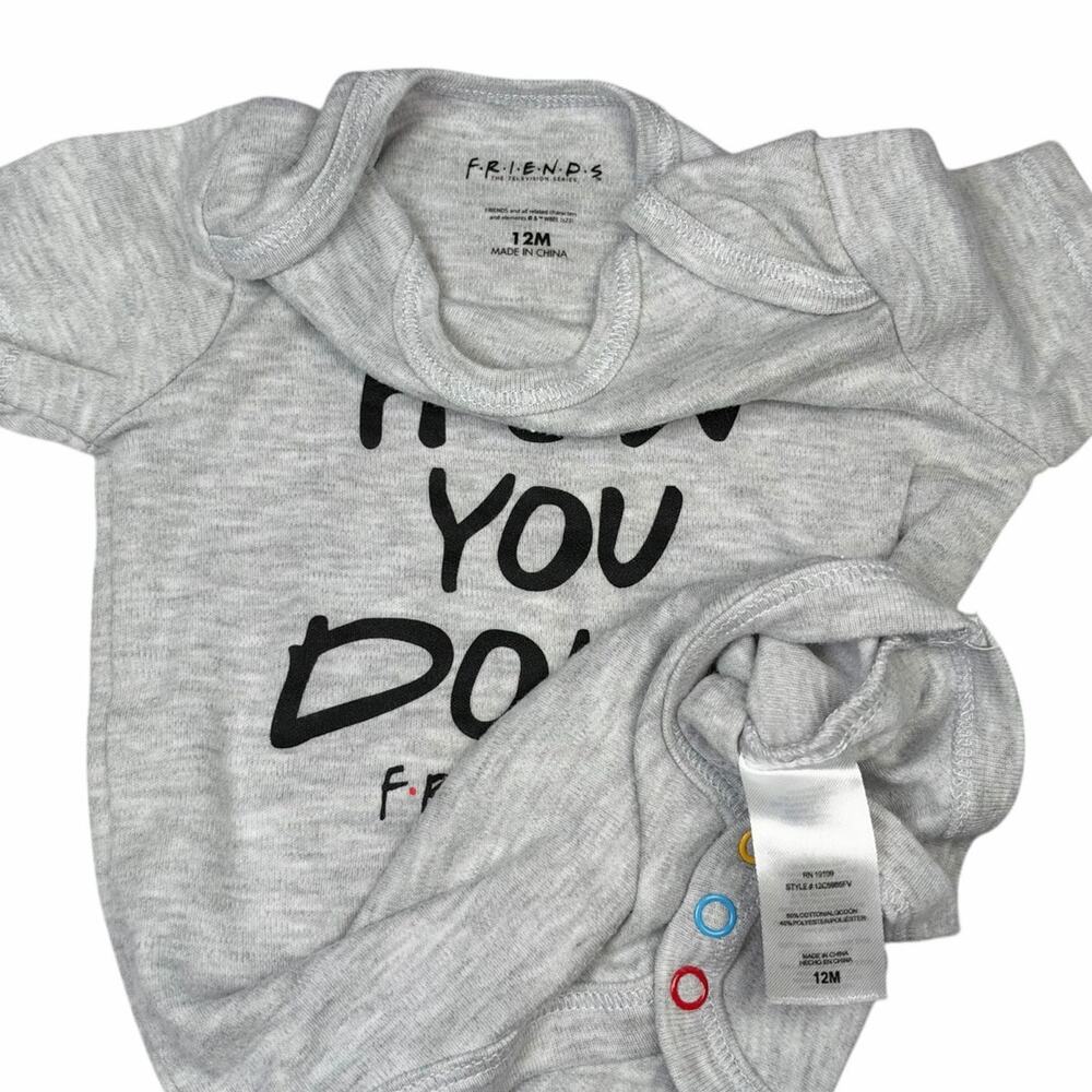 NWOT Friends Bodysuit Bundle Girls TV Show Gray Black White 12 Months - Picture 8 of 8